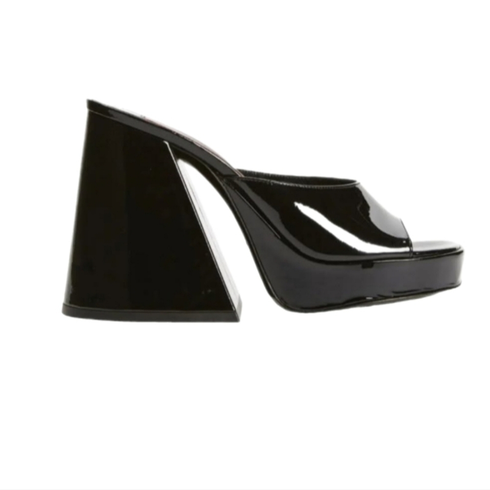 SIMON MILLER Slice Heel Slide Sandal Black Patent Leather Women’s Size 37 EU / 7